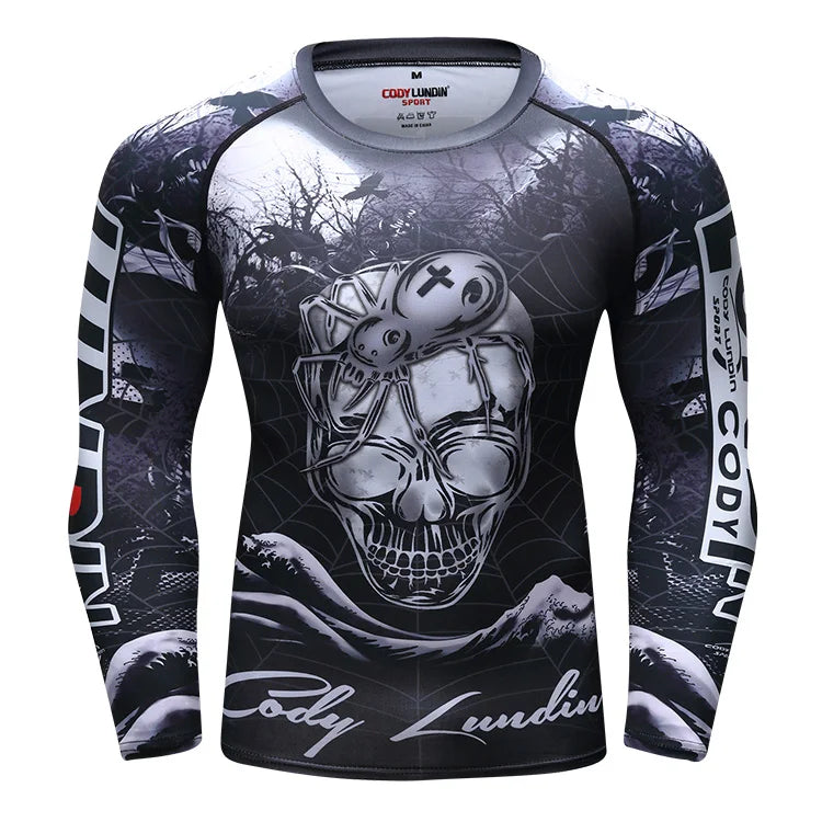 Cody Lundin Rashguard Spandex Fabric 3d Printing Bjj Rashguard for Men Sports Compression Wear