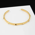 Stainless Steel Gold Plated Cuff Bracelet With Dainty Charms C Shaped Open Cuff Bangles for Men and Women