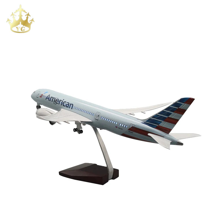 LED Simulation Boeing 787 American Airlines 1:130 ABS Resin Folk Art Sound-controlled Lighting Lifelike Model Business Gift MegaBDM