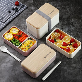 Lihong Branded Lunch Box 2 Layer Luxury Food Lunch Box Containers Japanese Bento Lunch Box With Fork
