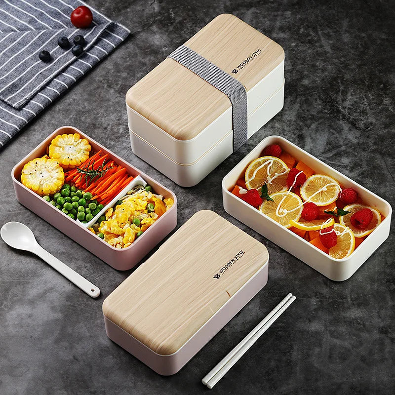 Lihong Branded Lunch Box 2 Layer Luxury Food Lunch Box Containers Japanese Bento Lunch Box With Fork