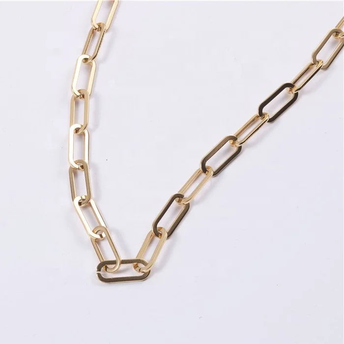 4mm Thickness Stainless Steel Jewelry Gold Link Chain Statement Necklace Choker for Women