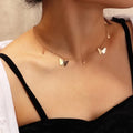 Korean Boho Butterfly Women Necklace Choker Jewelry Accessories Gold Color Chain Pendant Lady Summer Girls Fashion Gift