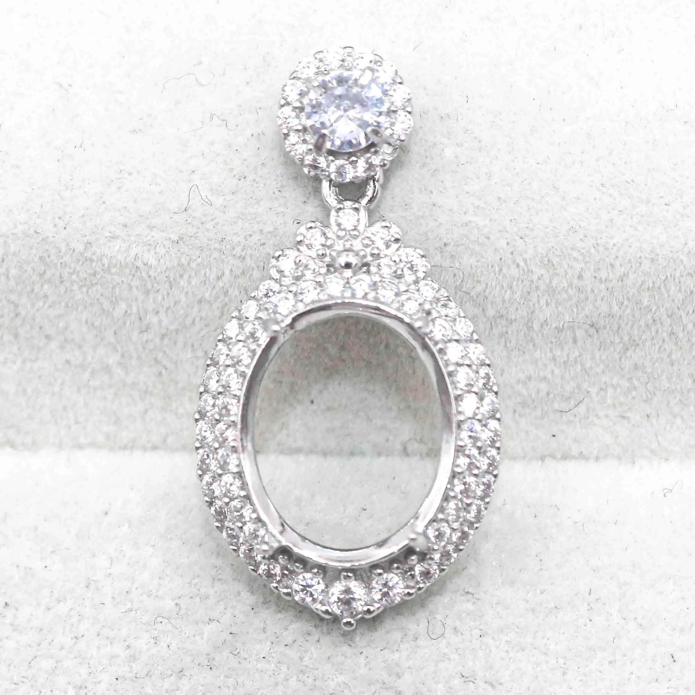 Sterling Silver 11*13/12*15/13*17mm Semi Mount Pendant Empty Blank Claws Setting S925 Base Without Center Stone for DIY Inlay