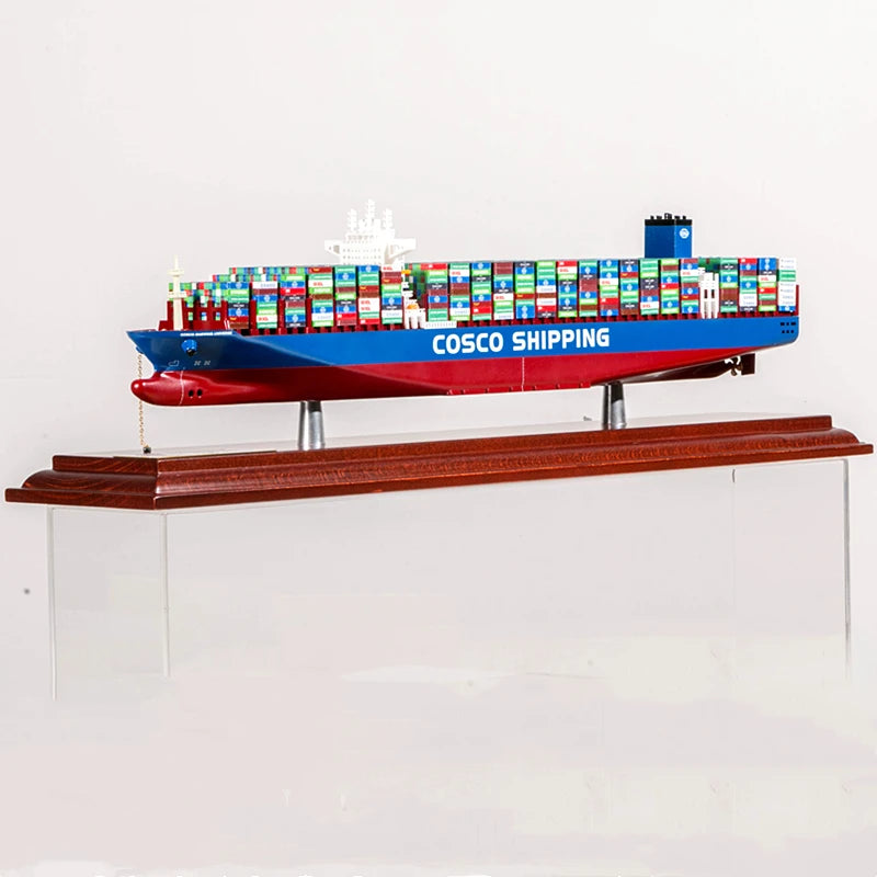 Luxury Office Decor Art Accessories Table Decoration for Desk Wooden Container Ship Model Scale Cargo Cosco Shipping Model