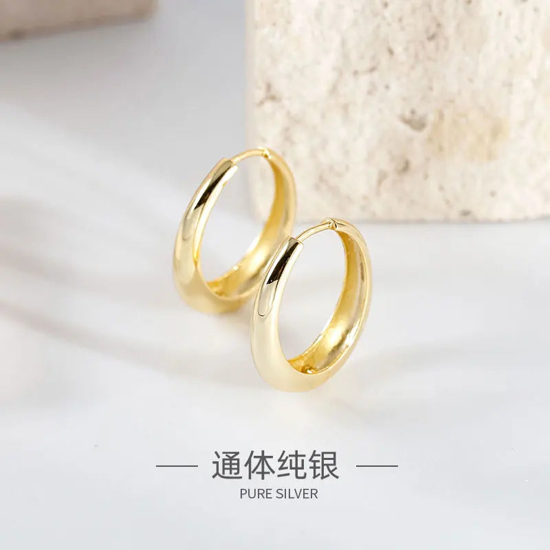 Earring Women Clip on Korea Minimalist Jewelry Gold Plated Small Hoop Earrings
