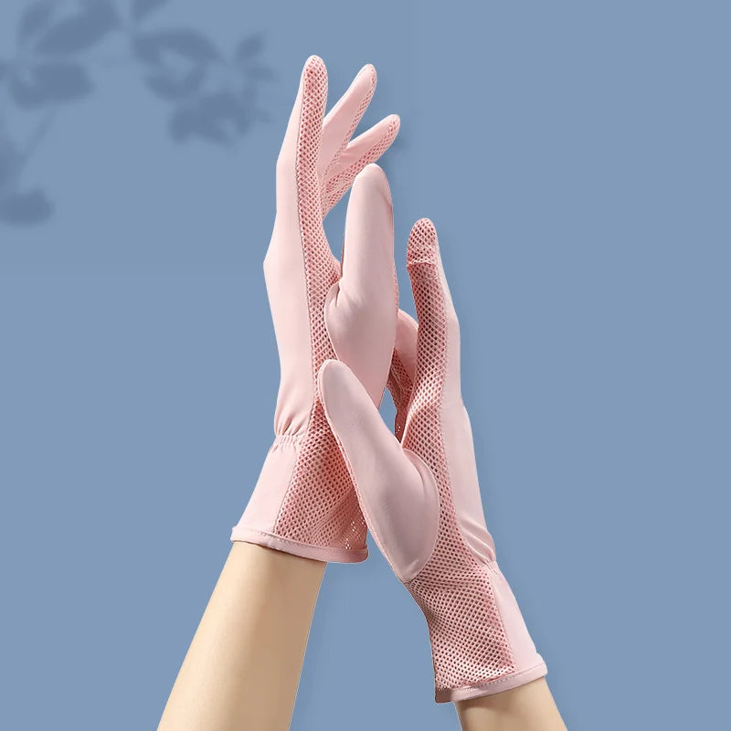 Custom Logo Breathable Thin Sun Protection Woman Cycling Summer Gloves