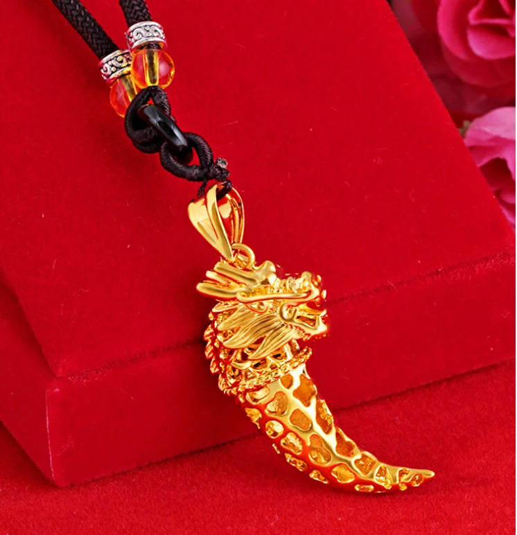 Good Luck Jewelry 18K Gold Wolf Tooth Pendant Vintage Copper Cuban Link Pendants Men WomenThai Gold Pendant