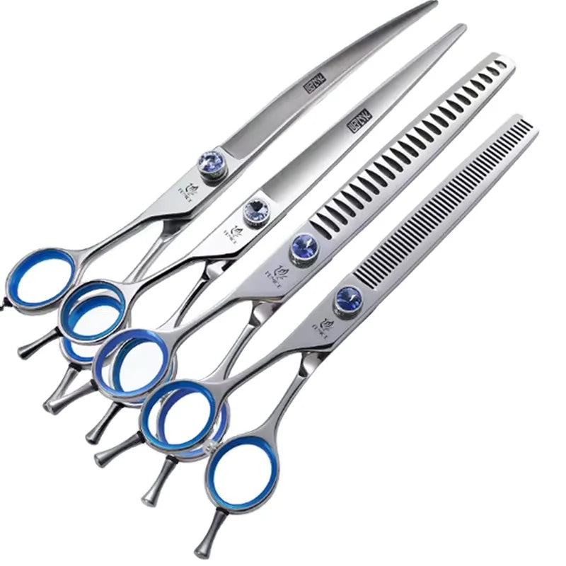 Fenice JP440c Left-hand Pet Grooming Scissors Set Pet Chunker&thinning&straight&curved Shears with Adjustable Screws