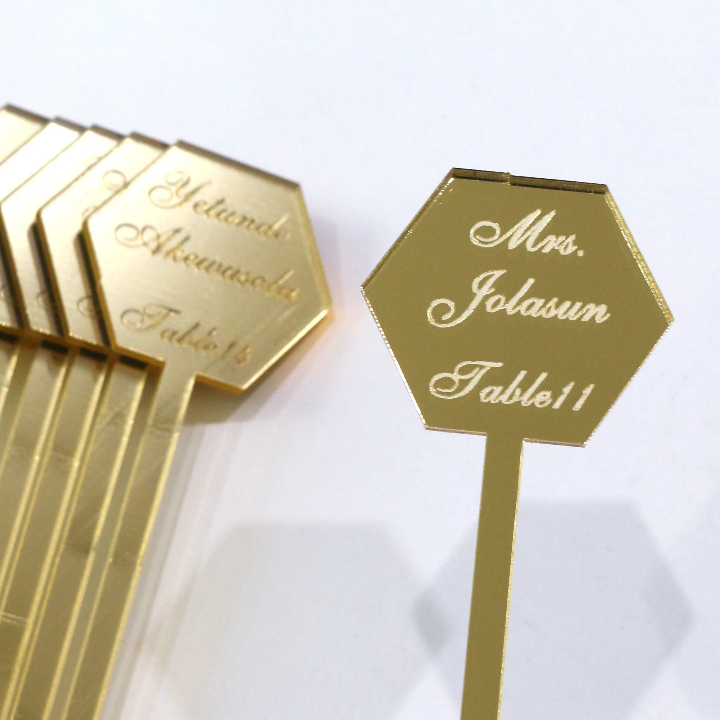 Customized Different Names Gold Mirror Acrylic Cocktail Coffee Drink Stirrers Swizzle Stir Sticks