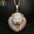High Quality Hip Hop Jewelry 18K Gold Plated Brass Big Lion Pendent Iced Out CZ Cubic Zirconia Lion Head Pendant Necklace