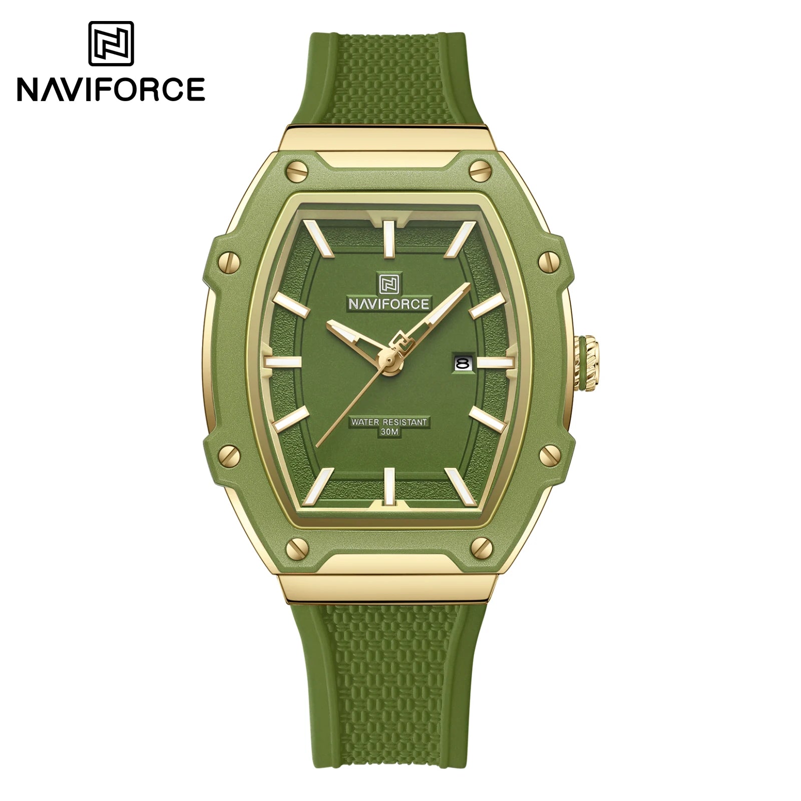 NAVIFORCE 8069 Women's Watch Manufacturer Resistente Al Agua Reloj De Mujer Luxury Unique Case Green Dial Date Relogio Feminino