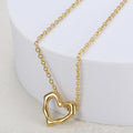 18K Gold Plating Stainless Steel Irregular Heart Pendant Necklace Bamboo Hollow Heart Charm Link Jewelry