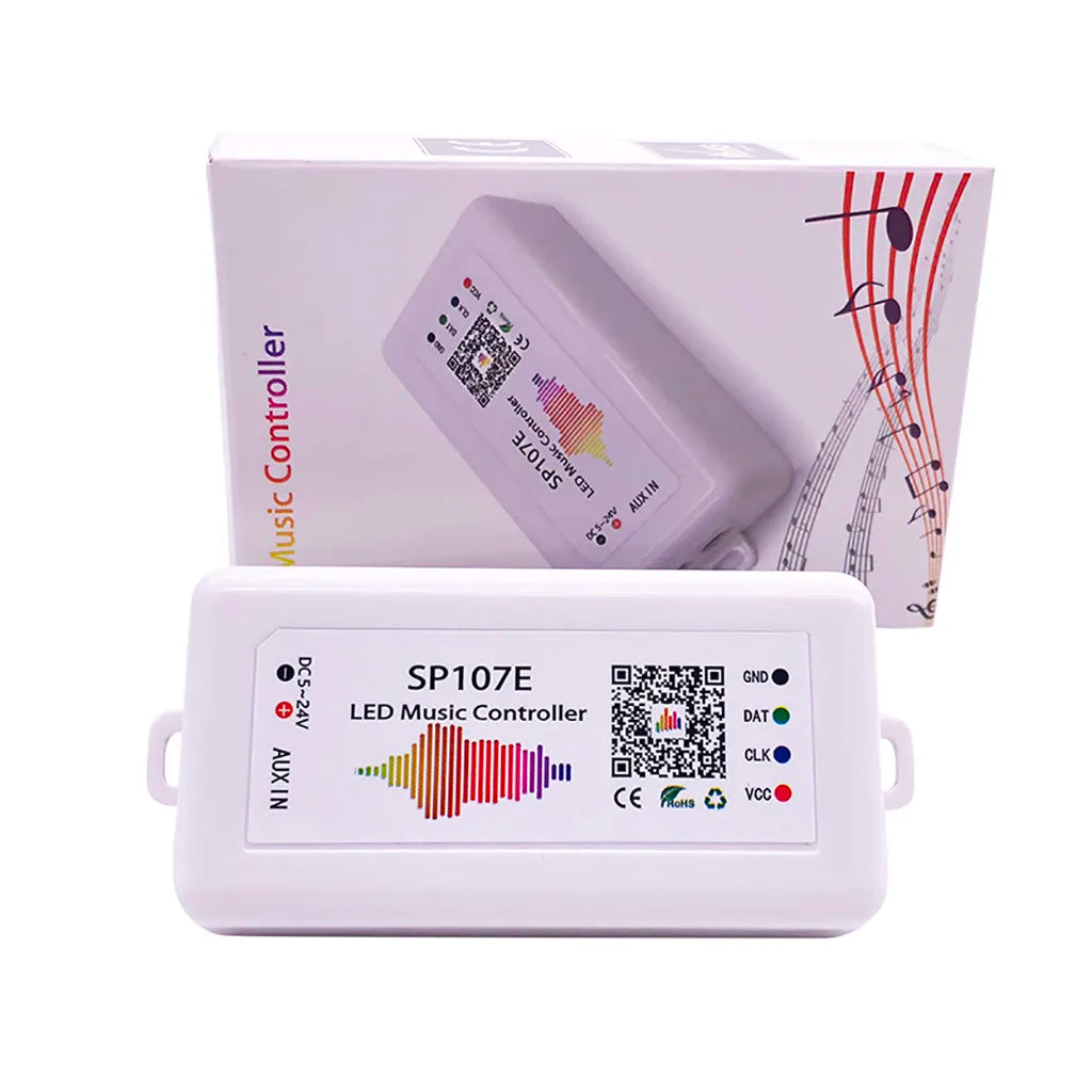 SP107E DC5-24V LED Music Controller With Wireless Blue Tooth-compatible SPI Full Color Music Control by Phone APP for WS2812B