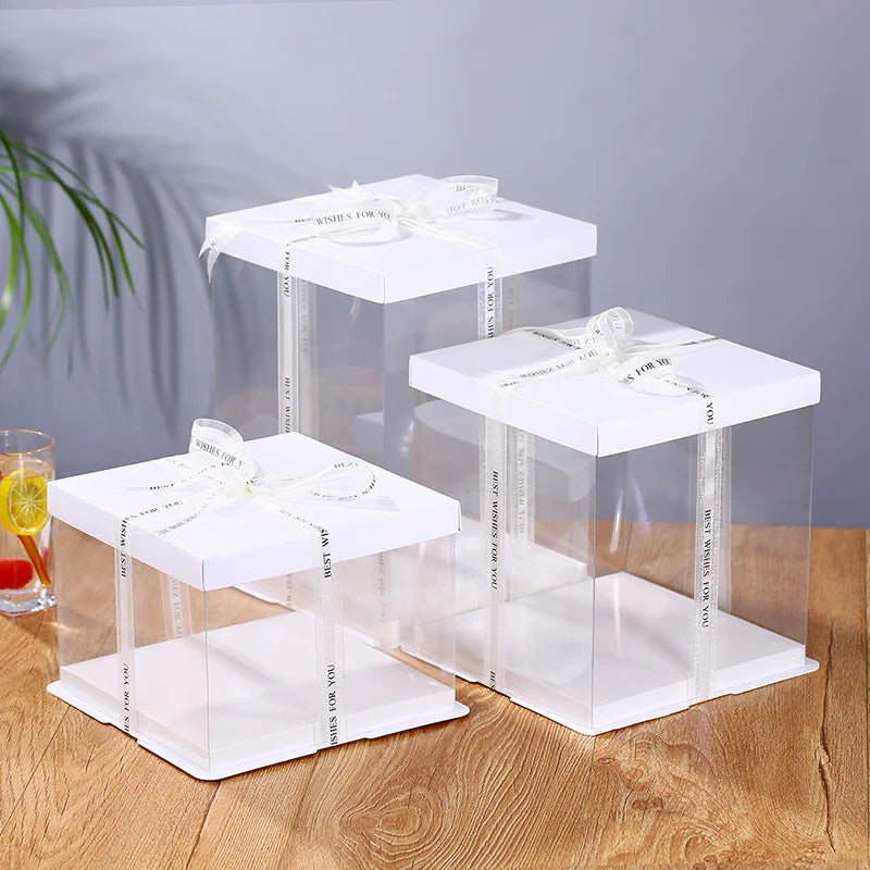 14 Inch Large Size White Black Peach Blue Clear Square Cake Box for Large Cake Package MegaBDM