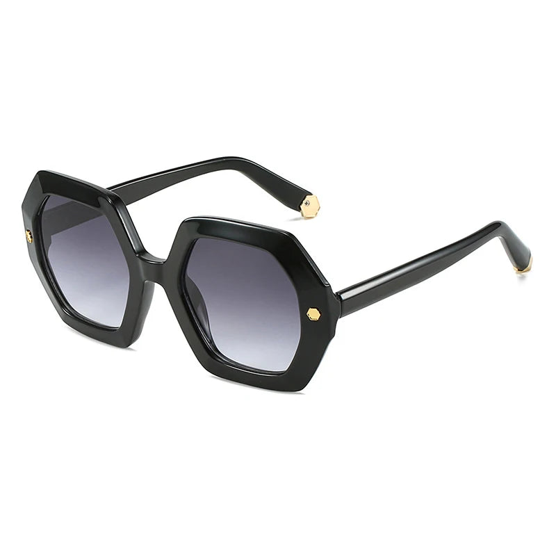 QB9194 Trendy Women Yellow Sunglasses 2023 Hexagon Green Frame Square Sun Eyewear Gradient Lens Shades Glasses UV400 Wholesale