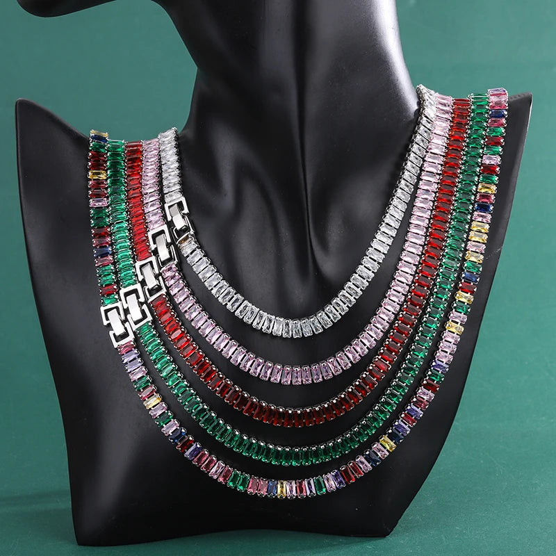 Simple Light Luxury Women's Tennis Necklace Bracelet Set 18K Gold Plated Zircon Hot Selling Tennis Chain Jewelry