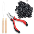 Microlinks Hair Extensions Kit  1PC Plier 1PC Pulling Hook Bead Device Tool Kits and 1000PCS Silicone Lined Micro Rings