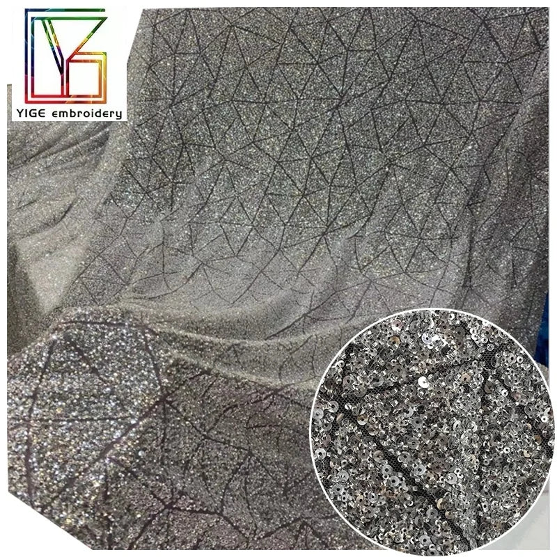 New French Arrival Fashion High Density Embroidery White Tulle Bridal Lace With Sequins and Beads Luxury Women Wedding Fabrics