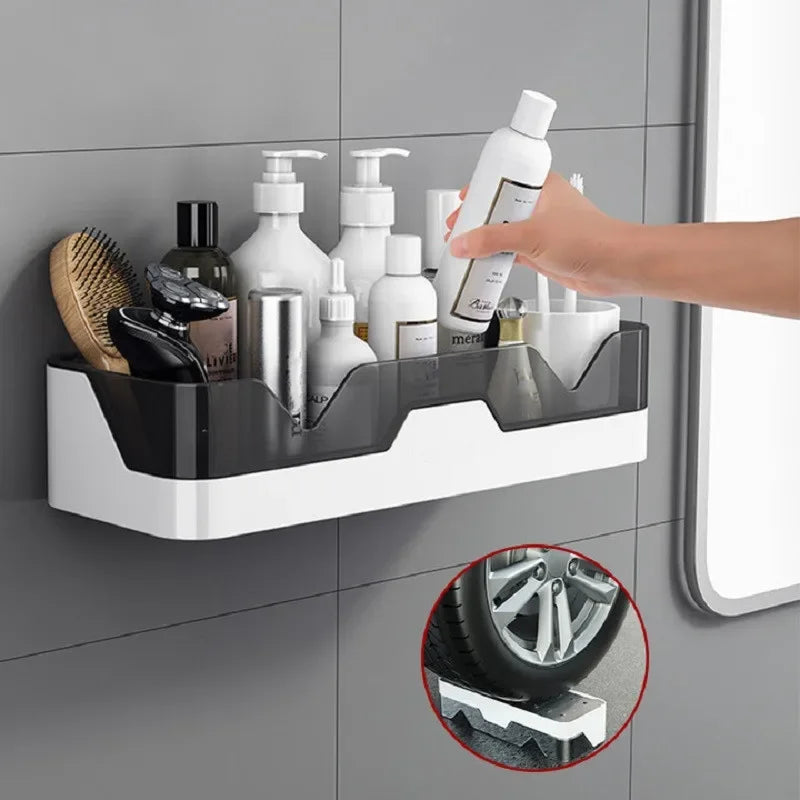 Custom Plastic Bath Accessories High Quality Home Organizer Bathroom Shelves Cosmetic Rack Shampoo Holder Kitchen Use Design