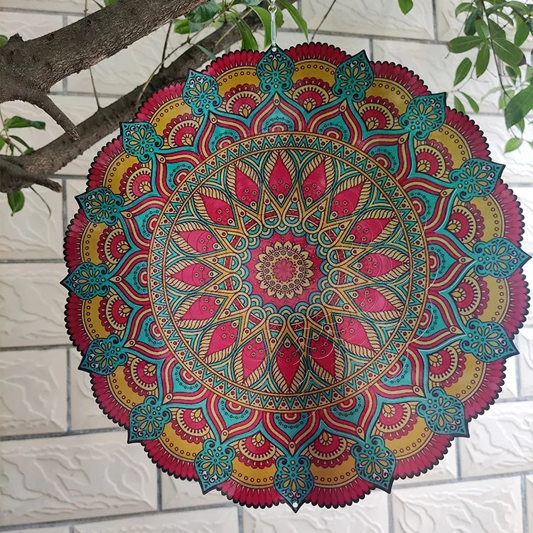 Factory Price 12 Inches Wind Spinner Rotating Metal Sheet Flower Three-dimensional Wind Chime Pendant