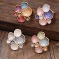New Arrival Colorful Painting Oil Irregular Round Flower Ring Personality Simple Elastic Rings for Women