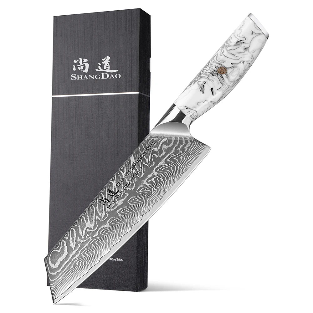SHANGDAO 8 Inch Kiritsuke Chef Knife 67 Layer Alloy Steel Cutting Core Damascus Kitchen Knife with Resin Handle Full Tang