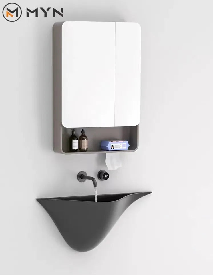 Meiyani 2024 Chaozhou Factory Sanitary Ware Irregular Matte Black White Ceramic  Wall Mounted Washbasins Wall Hung Basins