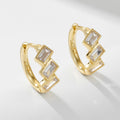 Minimalist 925 Sterling Silver Geometric Cubic Zircon Korean Designer Fashion Fine Jewelry Huggies Hoop Earrings for Women