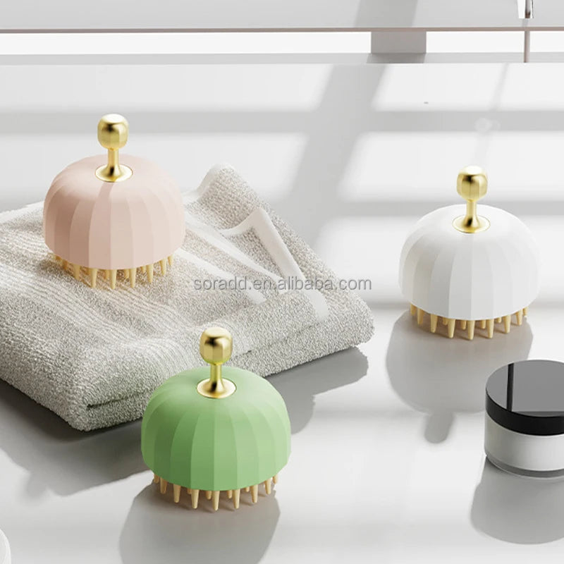 Soft Silicone ABS Pet Cat Dog Grooming Massage Shampoo Bath Brush with Shampoo Container Rubber Shower Brush for Bathroom Use