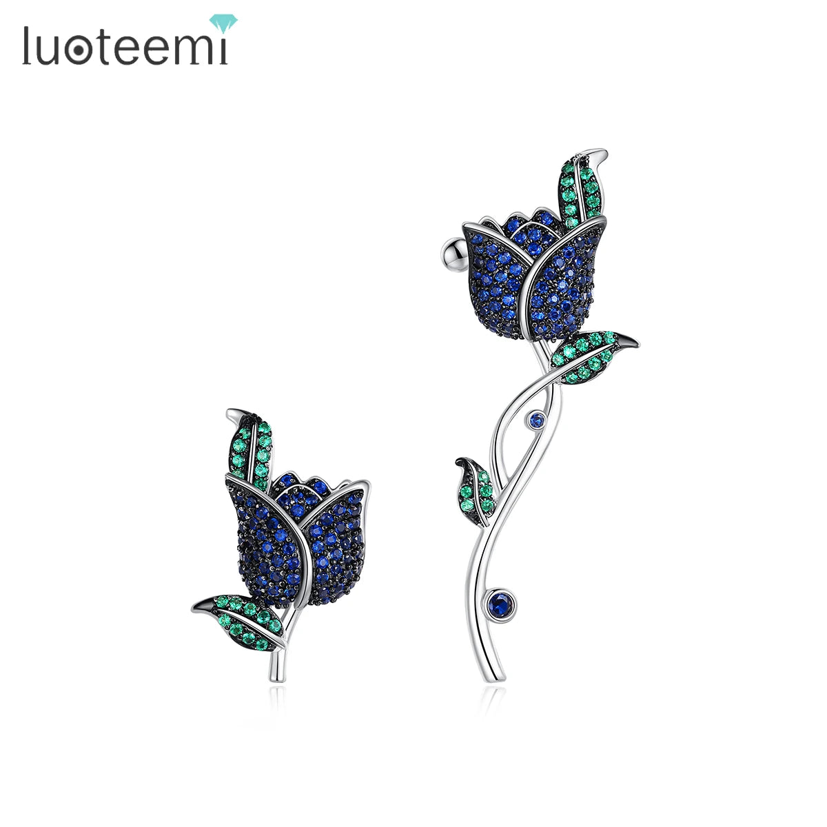 LUOTEEMI Jewellery Earing Charm Trendy Big Rose Flower Woman Fashion Designer Elegant Jewelry Luxury Design Earring