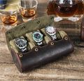 Luxury Crazy Horse Leather Watch Box Hard Roll Handmade 3 Slots Watch Travel Case Leather Watch Collection Holder Package Box