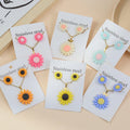 New Punk Stainless Steel Charms Chain with Sunflower Pendant Stud Earring Acrylic Sunflower Jewelry Set for Wedding Engagement