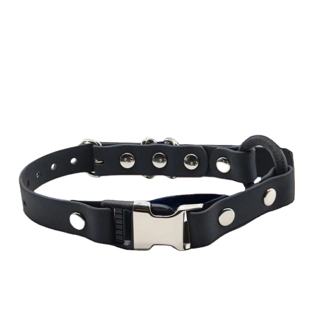 Nimble Adjustable Dog Harness Collar LED Lights Rivet Metal Buckle Solid Pattern Quick Release Waterproof PVC Polyester Black