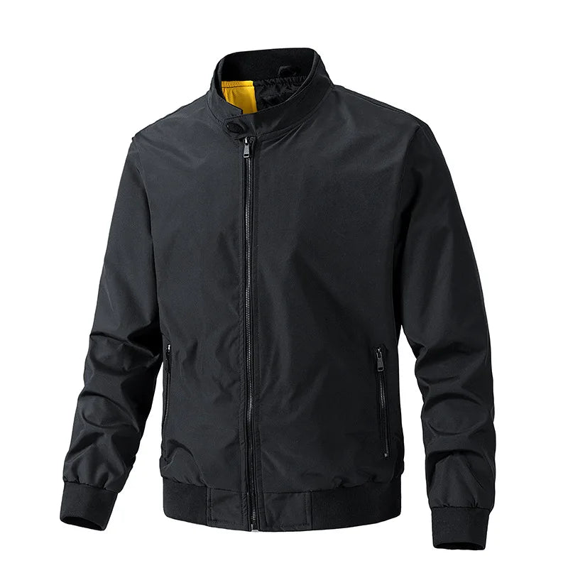 JK018 Custom Wholesale Men's Spring Outerwear Casual Solid Color Fashion Slim Fit Stand Collar Varsity Baseball Jacket