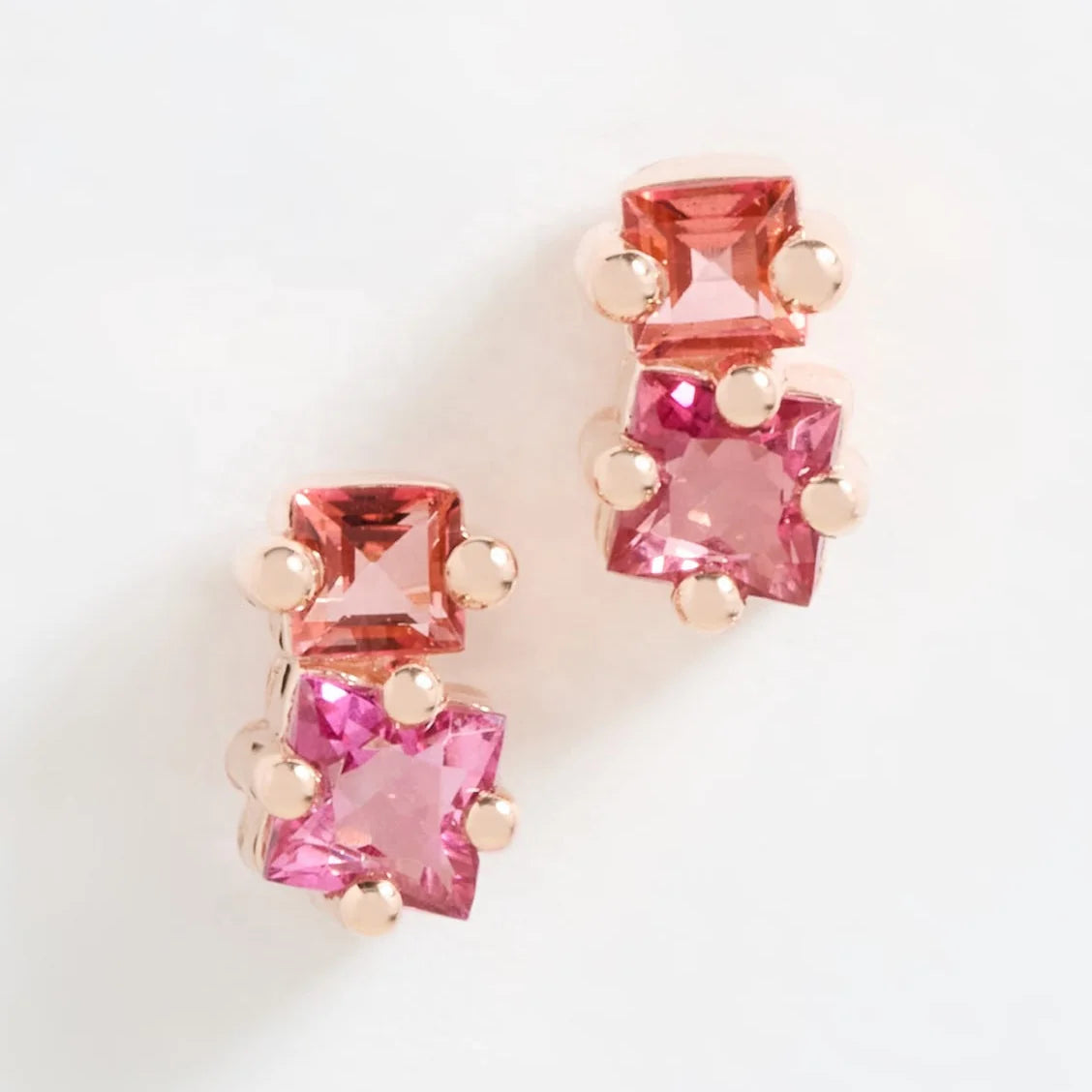 LOZRUNVE Dainty Double Square CZ Colored Stud Earring Sterling Silver 925 Wholesale