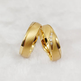 Marriage Wedding Rings Sets Handmade 24k Gold Plated Jewelry Cz Diamond Statement Couples Ring for Men and Women