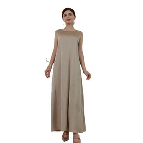 Casual All-Match Maxi Robe Caftan for Muslim Women Modest Satin Abaya Femme Inner Dress Sleeveless Moroccan Islamic Clothing