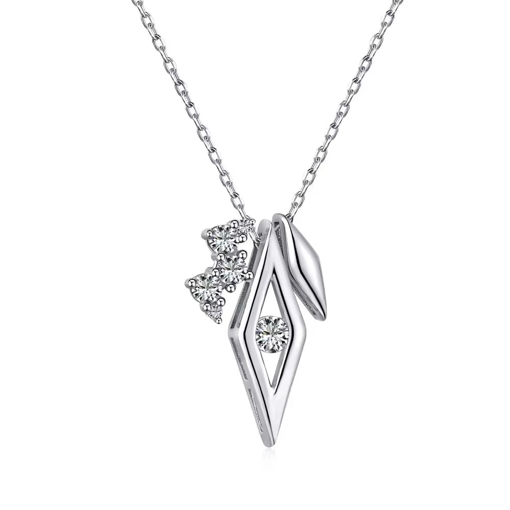 Fashion 2024 New 925 Sterling Silver  Pendant  Rhombus Geometric Necklace Chain for  Womens  Jewelry