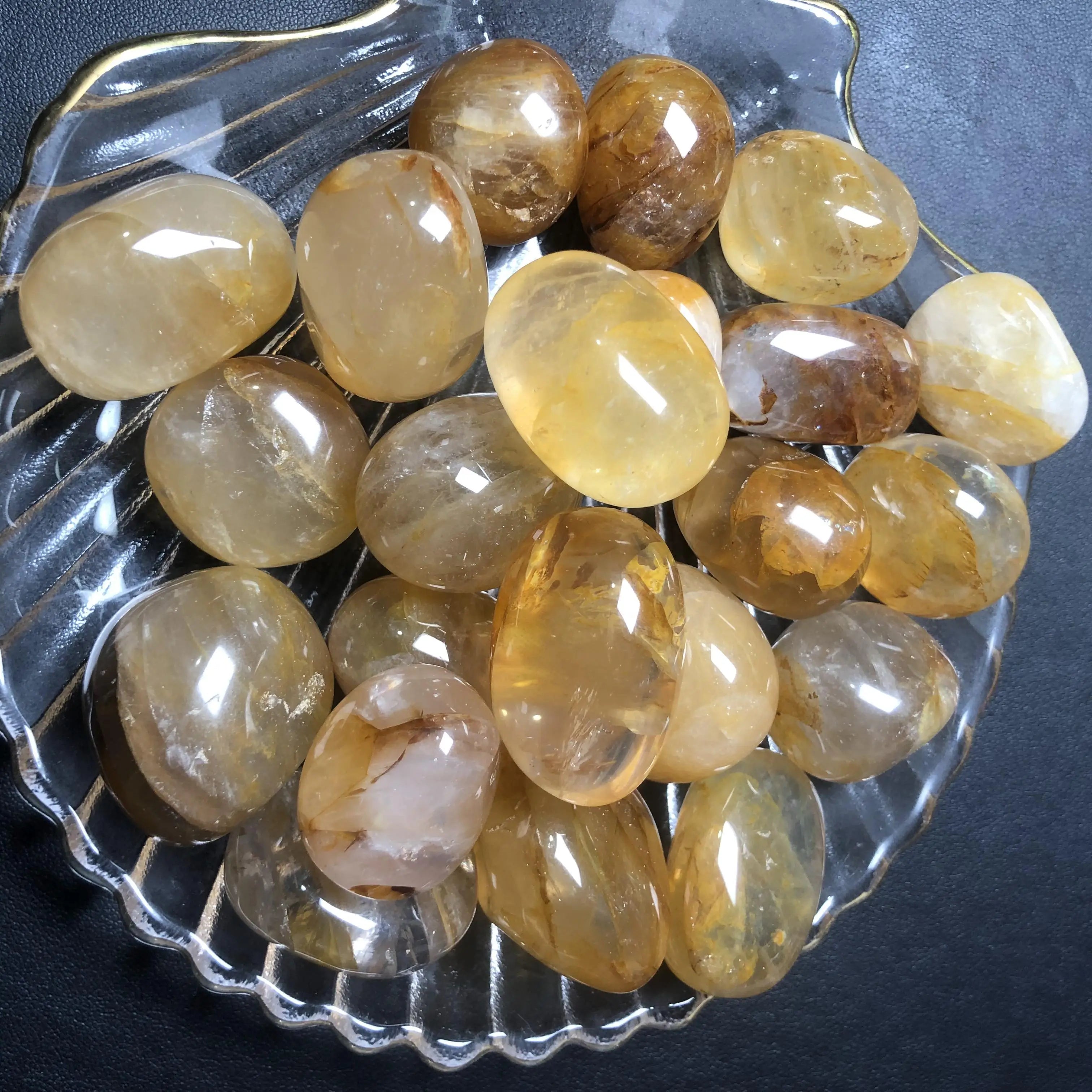 Wholesale High Quality Natural Golden Healer Tumble Healing Yellow Quartz Tumbled Crystal Crafts for Gift