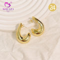 MEIZI JEWELRY Women's New Fashion Brass U-Shaped Hoop Earrings Geometric Cuff Design for Weddings and Parties