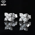 Fashion Hip Hop Four Leaf Stud Earrings New Design Sparkling 925 Sterling Silver Flower Jewelry VVS D Moissanite Earrings
