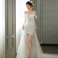 Fashion Net A-line Sheath Classic Bride Grown Exquisite Modern Floor Length Tulle Short Prom Dresses