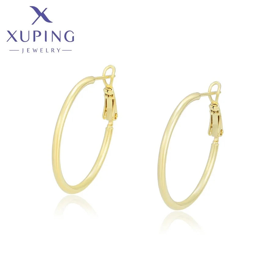 X000932939 XUPING Jewelry Wholesale Bulk 14K Gold Plated Color Minimalism Simple Copper Large Big Women Hoop Earring