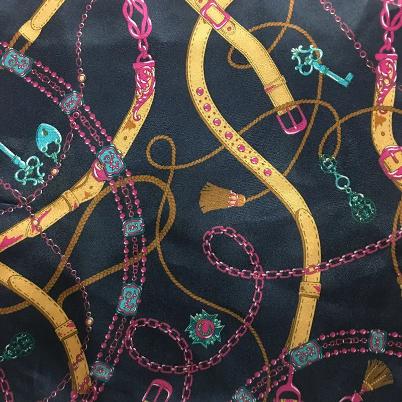 Factory Price Soft Smooth Chains Pattern 100% Polyester Satin Print Fabric India