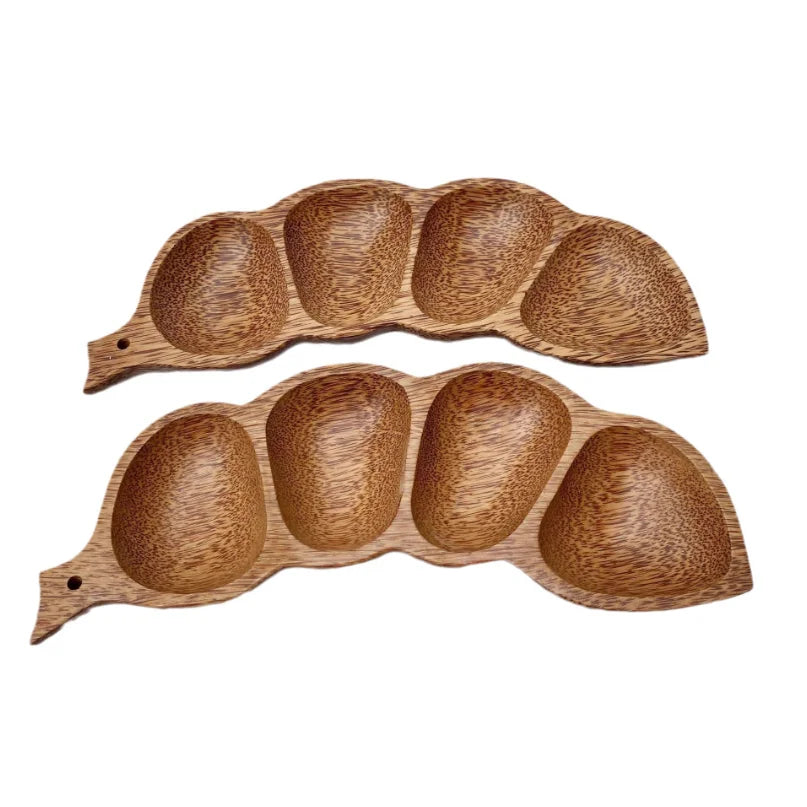 Eco-Friendly Dry Fruit Dish with Coconut and Many Shapes Multi-Layer Seasoning Plate for Parties 10pc MOQ