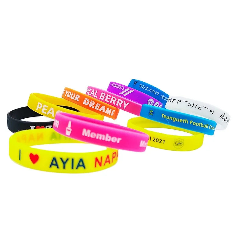 Events & Festival Waterproof Debossed Printing Cheap Rubber Plastic Bracelet Custom logo Silicone Wristband