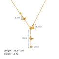Dainty Women Accessories Jewelry Gold Plated Stainless Steel Round Beads butterfly Charms Tassel Necklace