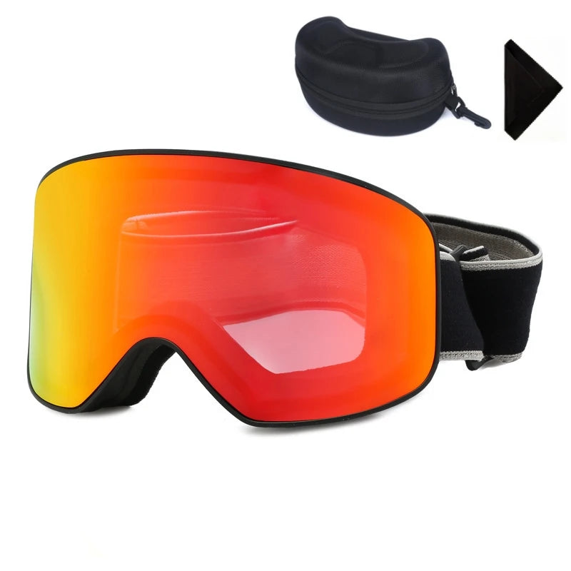 Wholesale Outdoor Sport Windproof Double-layers UV400 Sunglasses Dazzling Anti Fog Ski Goggles with Oxford case Cleaning Cloth