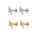 FUAMAY 925 Silver Gold Plated Zircon Lightning Bolt Stud Earrings for Engagement Wedding Party-Bohemian Flatback Design
